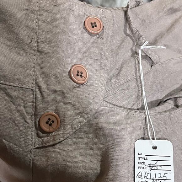 ITALIAN LINEN BOHO SLOUCHY PANTS BEIGE TAN NATURAL S/M NWT - Picture 9 of 10